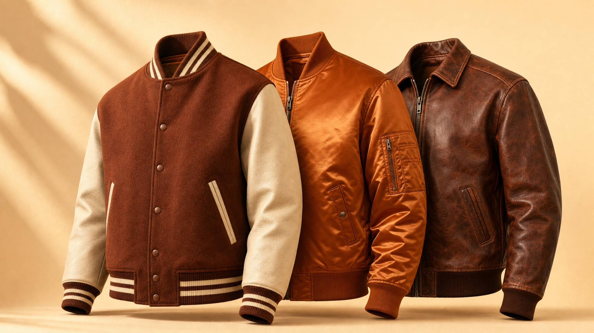 Basketball Jacket Varsity, Satin and Leather Styles