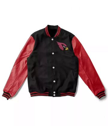 Men Arizona Cardinals Lettermen Black and Red Varsity Jacket - NFL