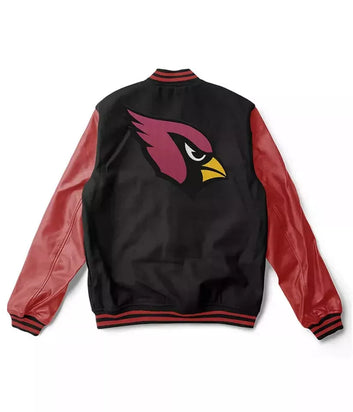 Men Arizona Cardinals Lettermen Black and Red Varsity Jacket - NFL