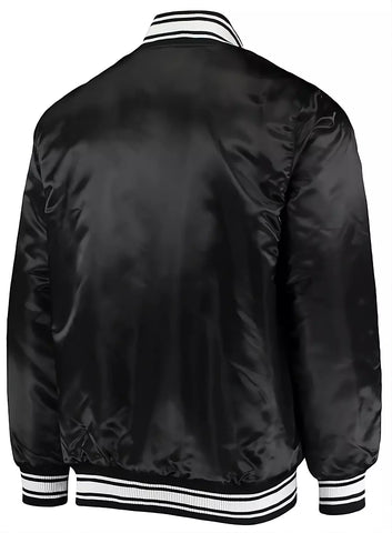 80s NFL New York Jets Black Satin Varsity Jacket full-snap With Embroidery logos