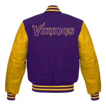 Minnesota Vikings Fans Purple wool and Yellow Letterman Varsity Jacket-NFL