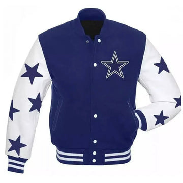 Dallas Cowboys Stars Royal Blue and White Kids Varsity Jacket