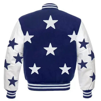 Dallas Cowboys Stars Royal Blue and White Kids Varsity Jacket
