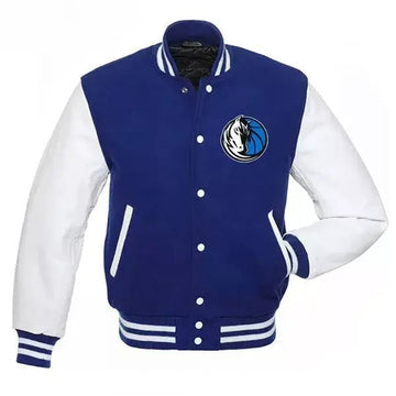 Letterman Dallas Mavericks Blue and White Varsity Jacket - NBA