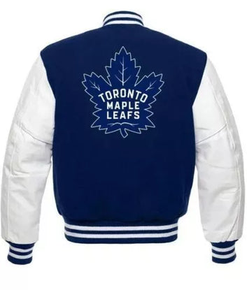 Letterman Toronto Maple Leafs Varsity Jacket With Genuine Leather Sleeves
