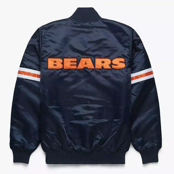 NFL Chicago Bears Navy Blue Satin Letterman Varsity Jacket