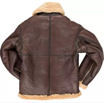 Women RAF Aviator Pilot  Flying Bomber Shearling Fur brown Leather Jacket