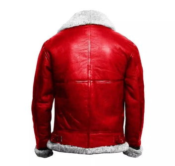Women Red  Exquisite Coat Santa claus Chirstmas Fashion Leather Bomber Jacket