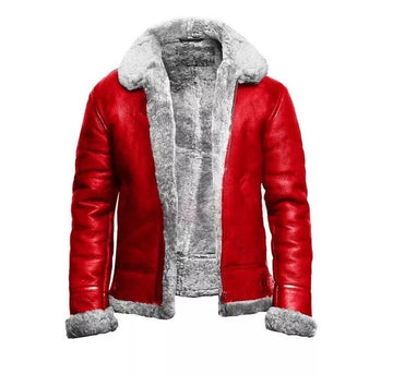 Women Red  Exquisite Coat Santa claus Chirstmas Fashion Leather Bomber Jacket