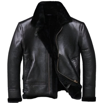 Women Black RAF Flight  Bomber Aviator Real Sheepskin Shearling Leather Jacket