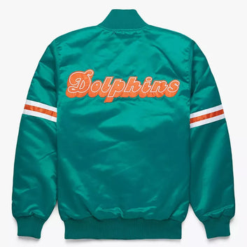 NFL Miami Dolphins Turquoise Satin Letterman Varsity Jacket
