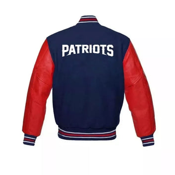 New England Patriots Varsity Jacket Wool & Genuine Leather Sleeves