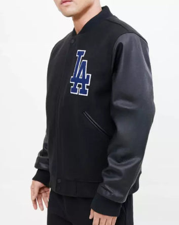 Los Angeles Dodgers Classic Letterman Varsity Jacket with Leather Sleeves - MLB