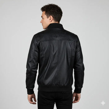 Cafe Racer Retro Men's Real Leather Jacket Motorcycle Biker Black Sheepskin Soft