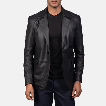 Men Daron Black Leather Blazer