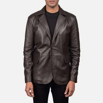 Men Daron Brown Leather Blazer