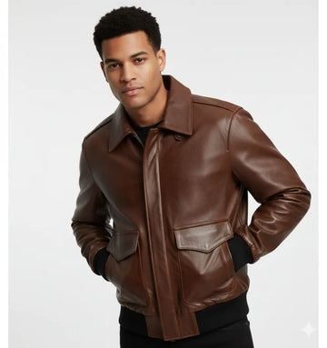 Aviator  Real Cowhide Distressed Brown Leather Bomber Flight Vintage Jacket