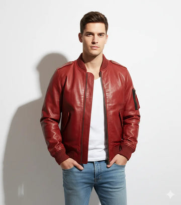 Casual Bomber Avirex Ace of Spades Leather Jacket with Patch