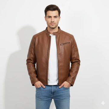 Trendy Retro Biker Leather Jacket for Men – Korean Slim Fit, Perfect for Winter