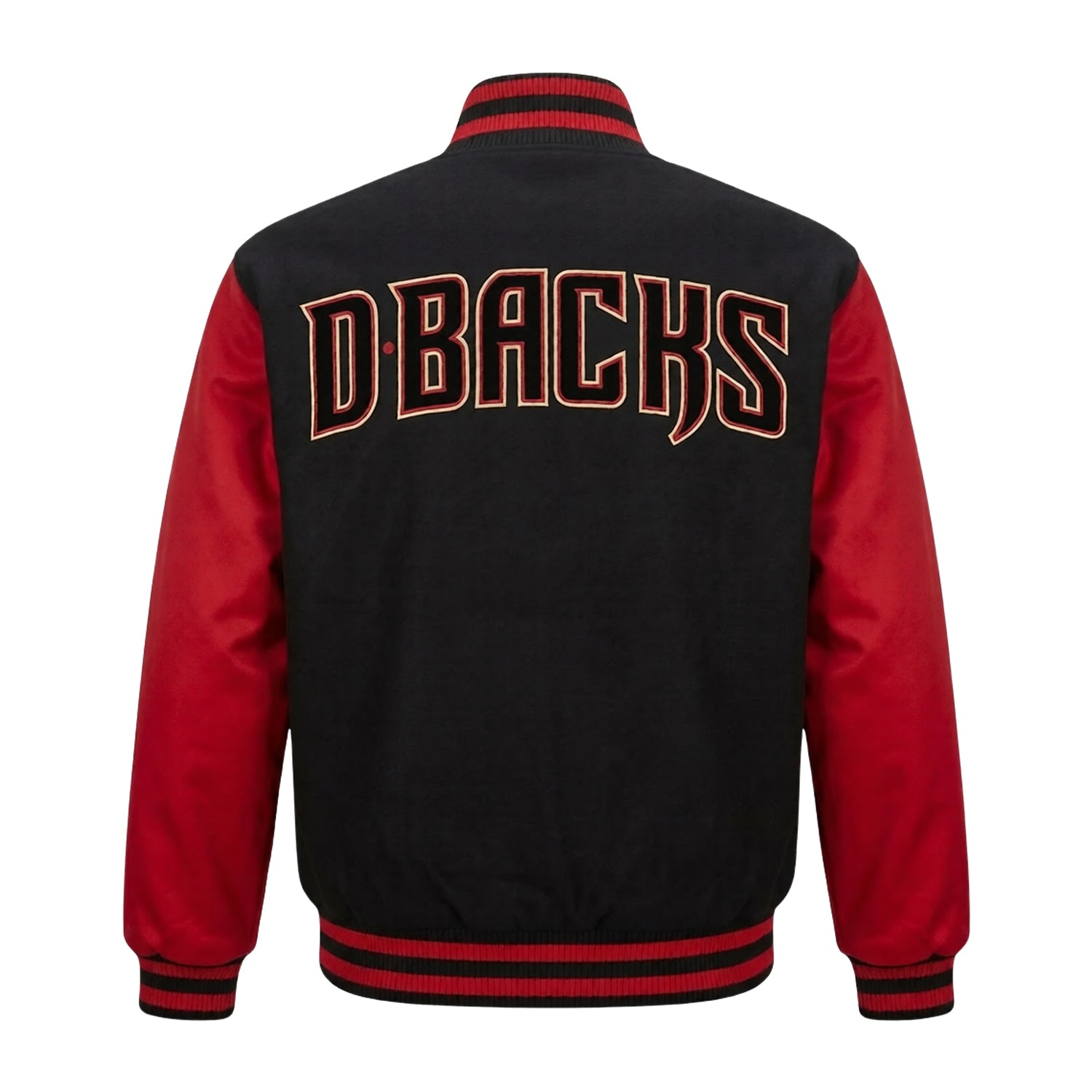MLB Men's Arizona Diamondbacks Black & Red Varsity Jacket (Back)