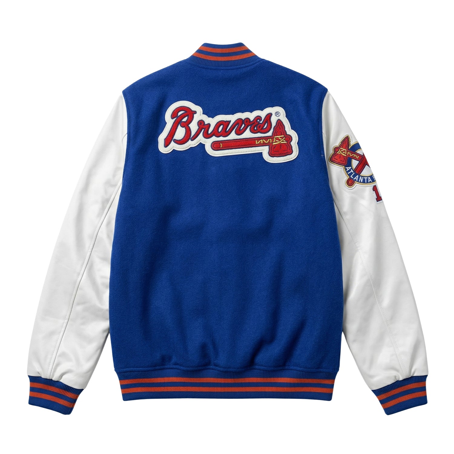 MLB Men's Atlanta Braves Blue & White Varsity Jacket (Back)