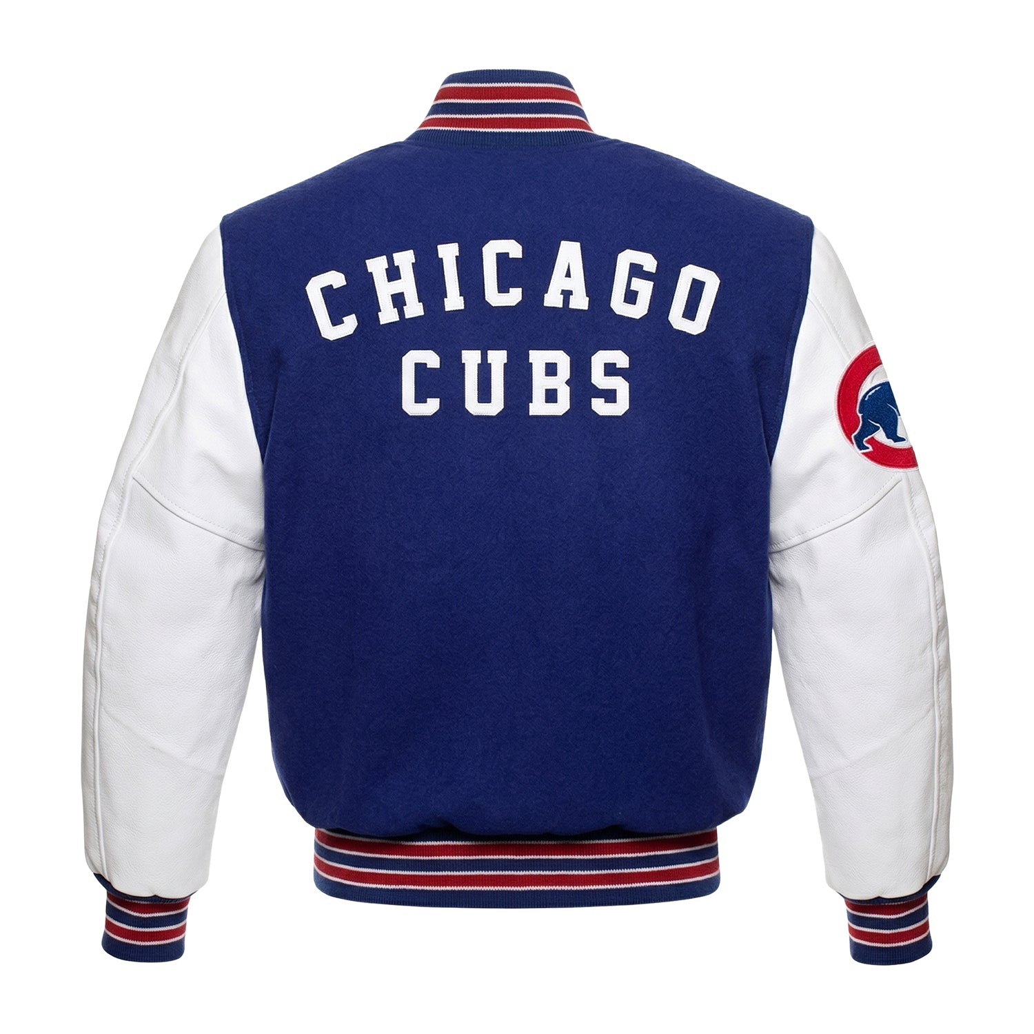 MLB Men's Chicago Cubs Blue & White Wool Varsity Jacket (Back)