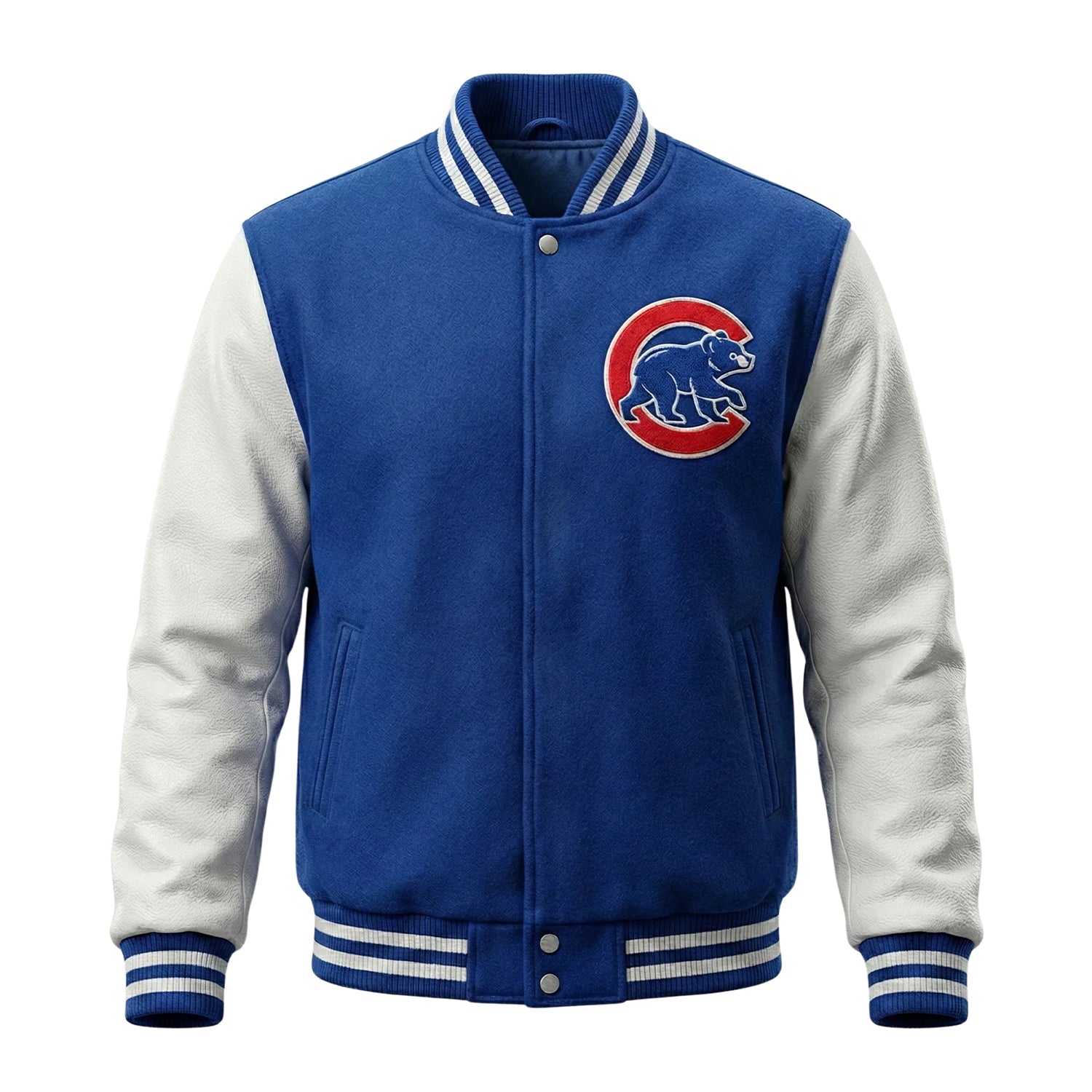 MLB Men's Chicago Cubs Blue wool & leather Varsity Jacket