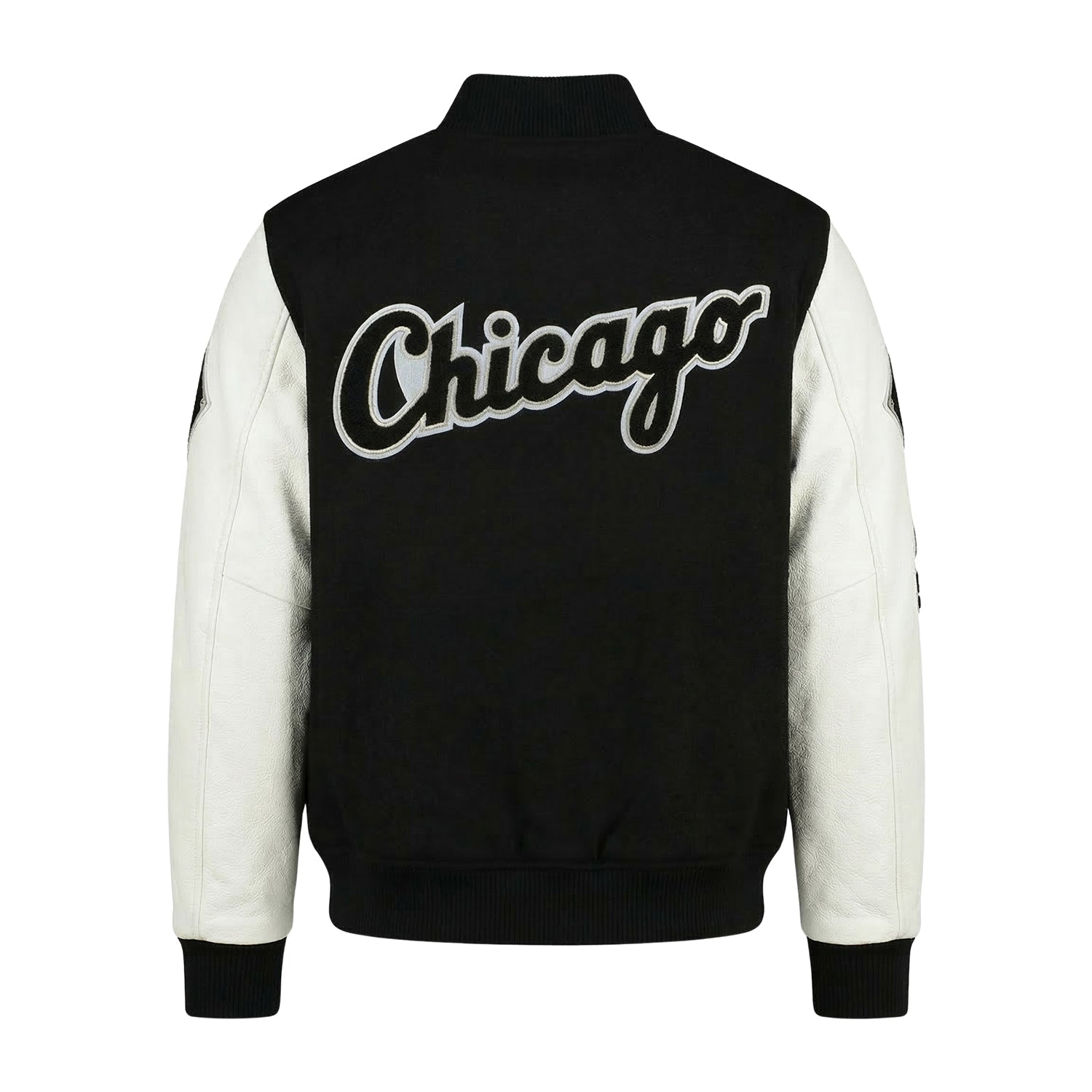 MLB Men's Chicago White Sox Black & white premium Varsity Jacket (Back)