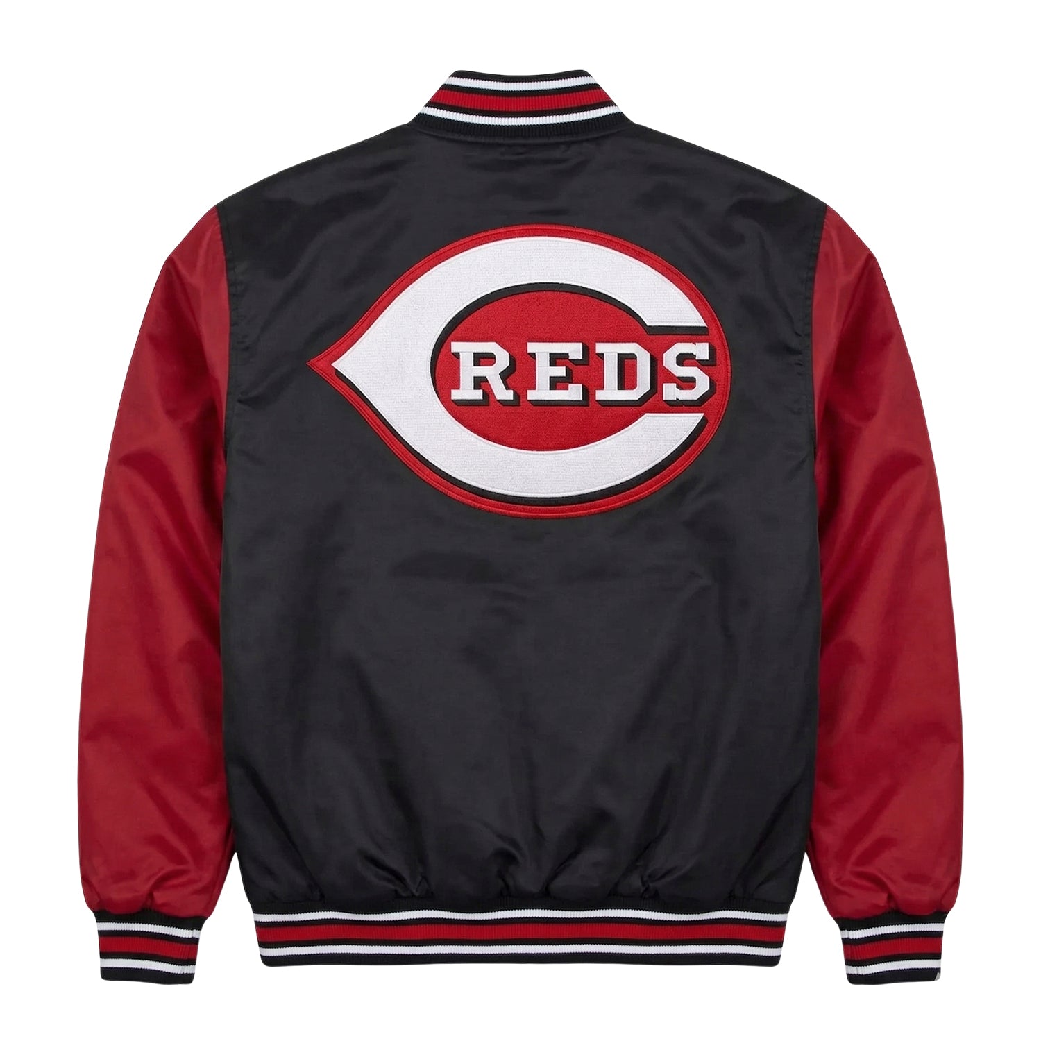 MLB Men's Cincinnati Reds Black & Red Varsity Jacket (Back)