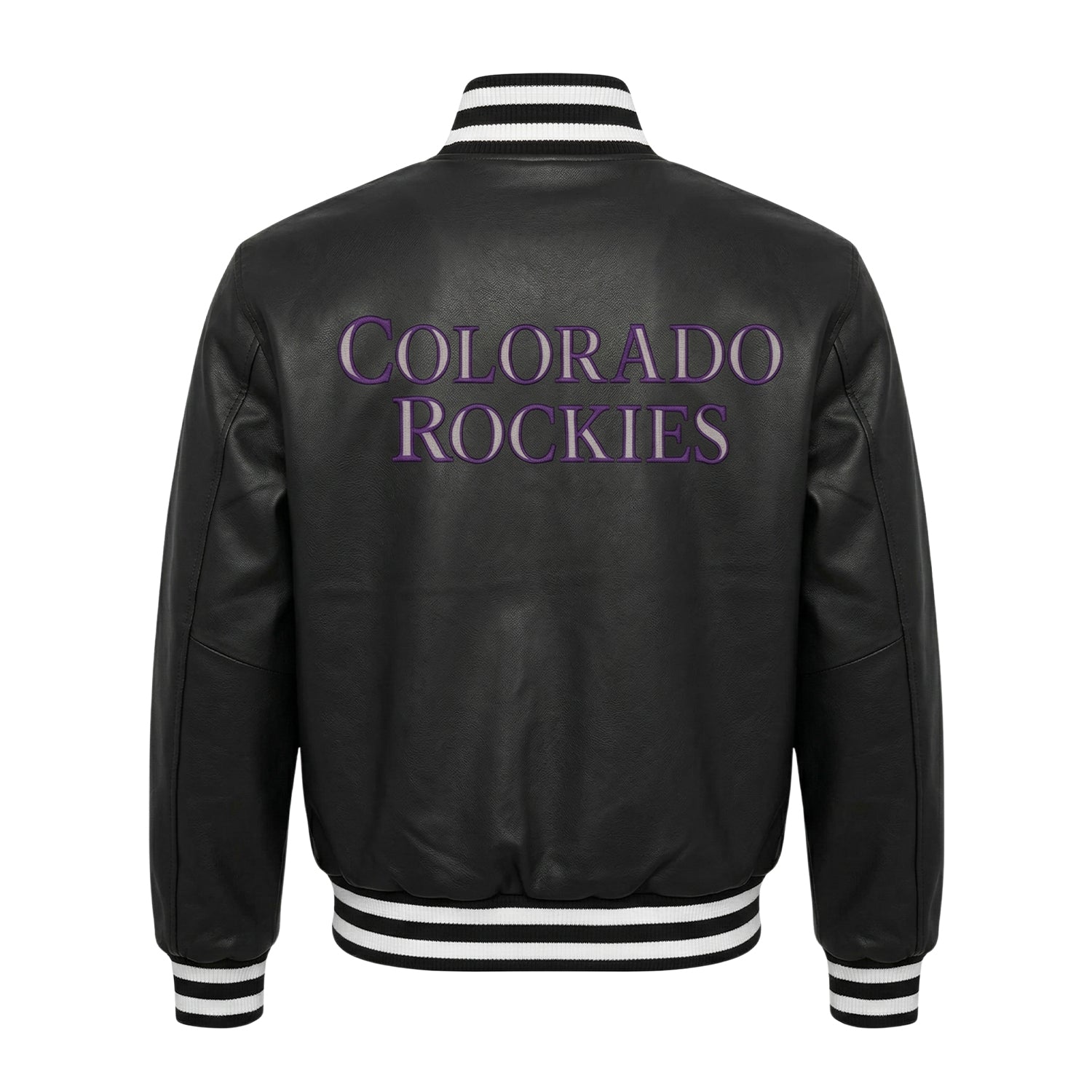 MLB Men's Colorado Rockies Black Varsity Jacket (Back)