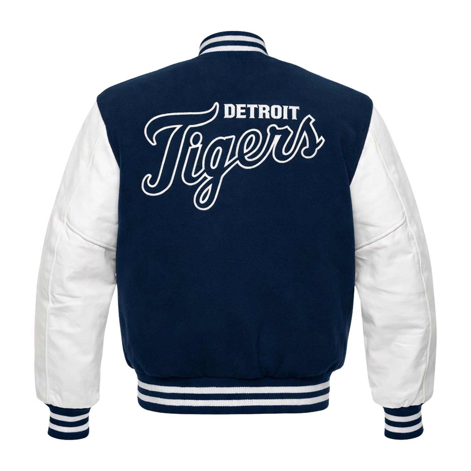 MLB Men's Detroit Tigers Blue & White Varsity Jacket (Back)
