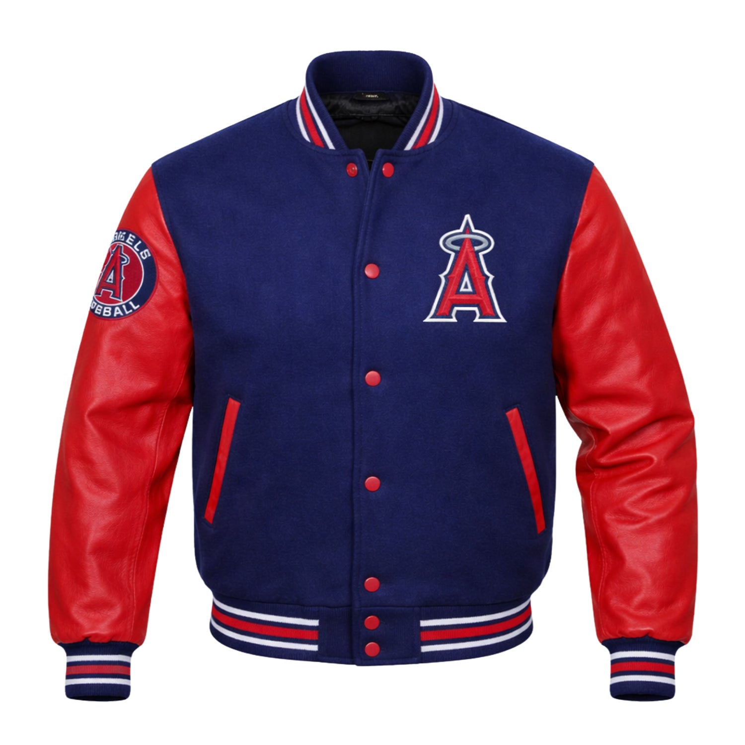 MLB Men's Los Angeles Angels Blue and Red Varsity Jacket