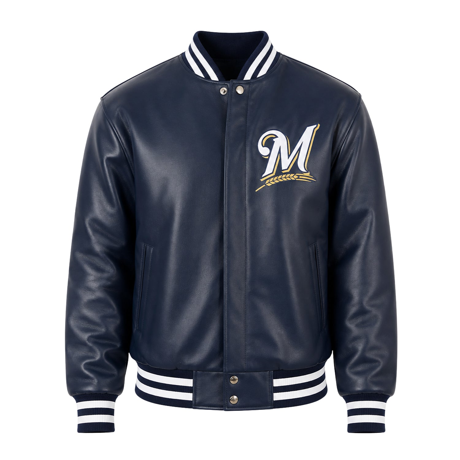 MLB Men's Milwaukee Brewers Navy Varsity Jacket