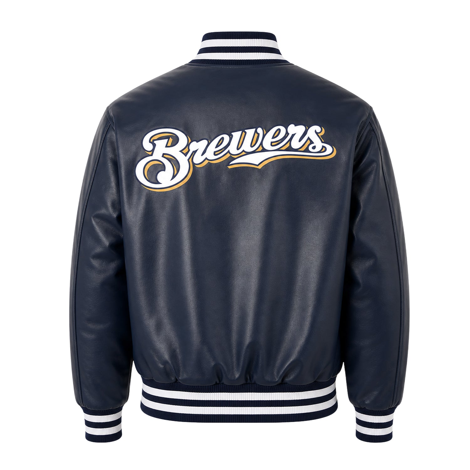 MLB Men's Milwaukee Brewers Navy Varsity Jacket (Back)