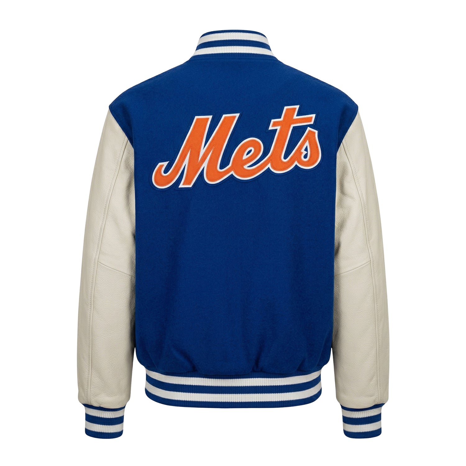 MLB Men's New York Mets Blue and White Varsity Jacket (Back)