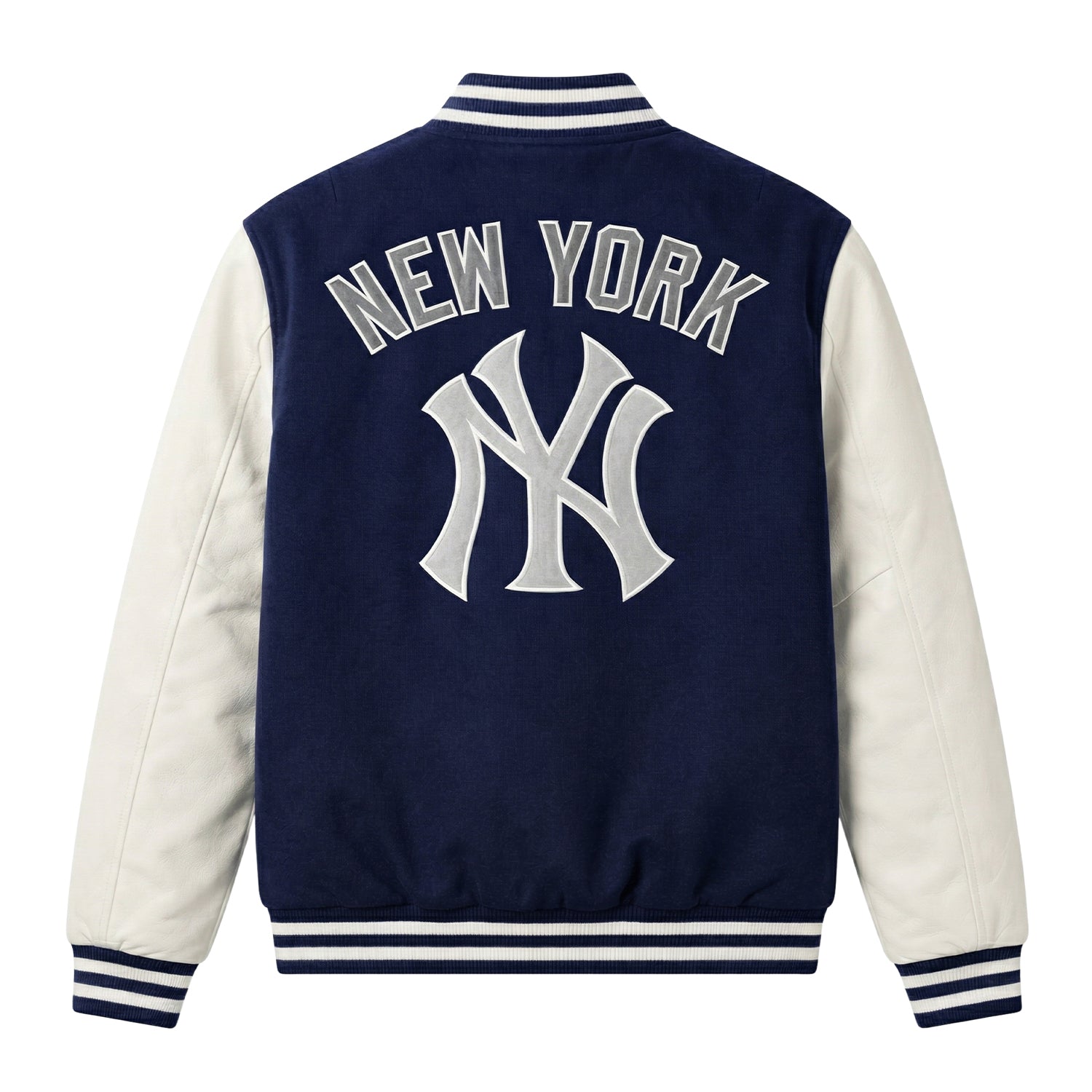 MLB Men's New York Yankees Navy Blue & White Varsity Jacket (Back)