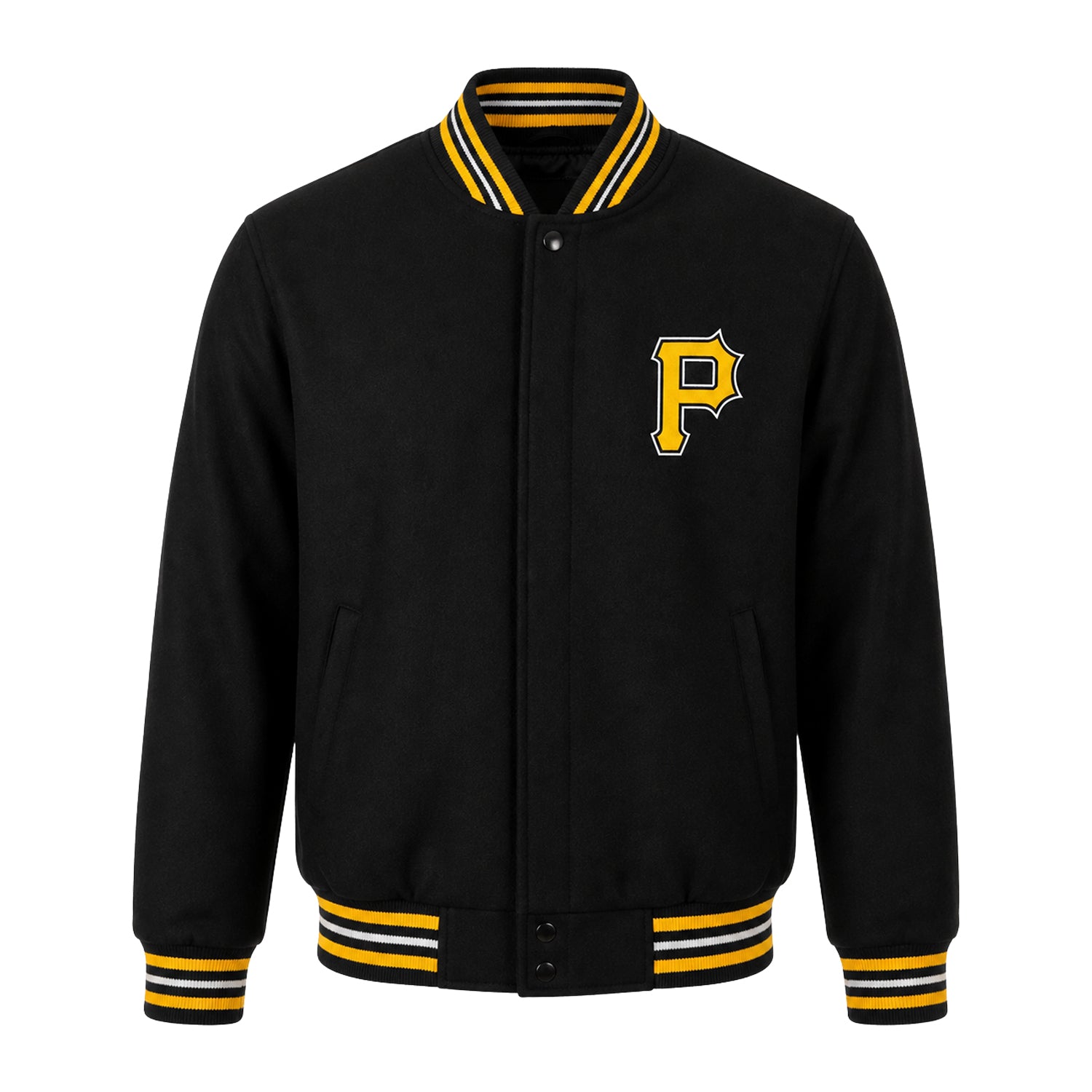 MLB Men's Pittsburgh Pirates Black Wool Varsity Jacket