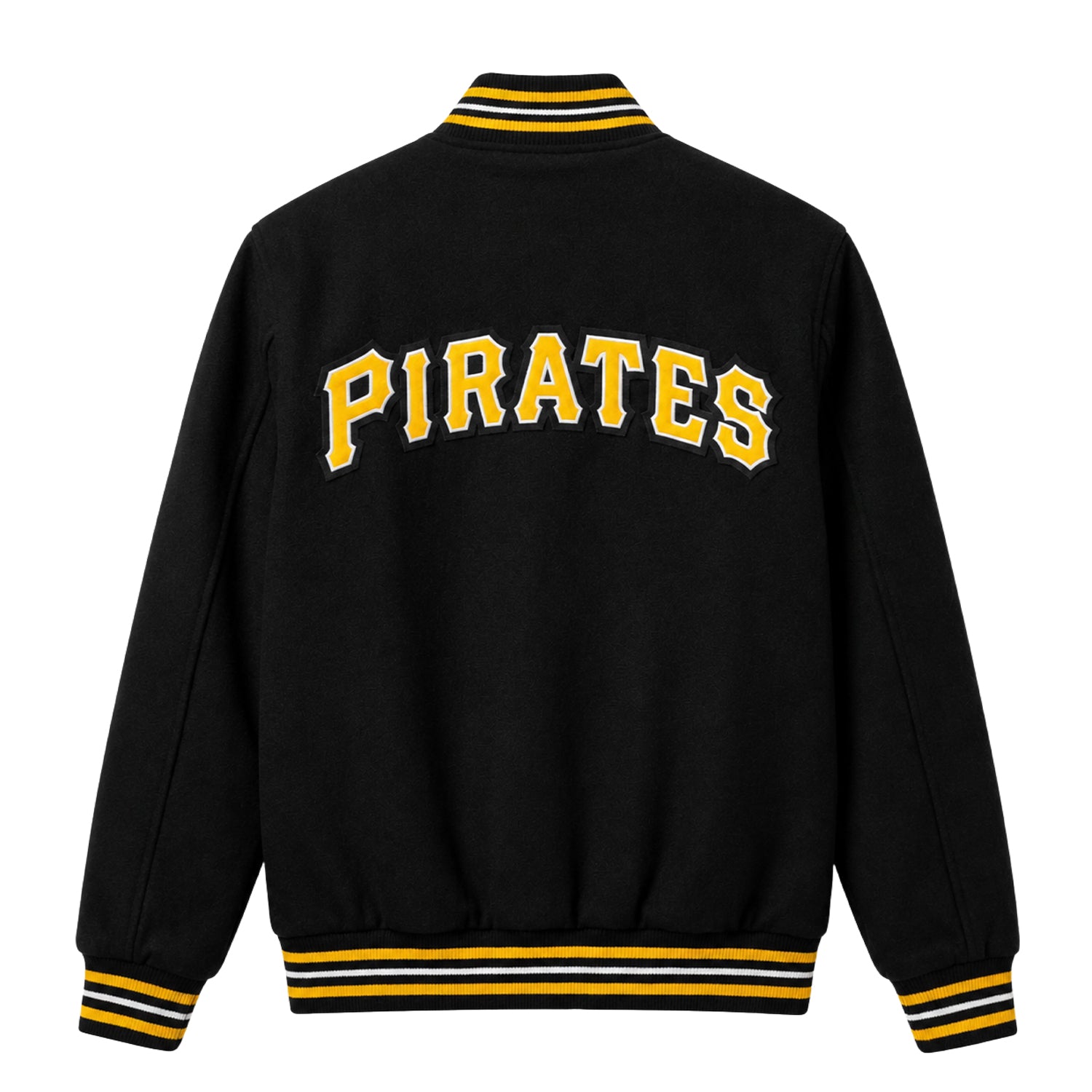 MLB Men's Pittsburgh Pirates Black Wool Varsity Jacket (Back)
