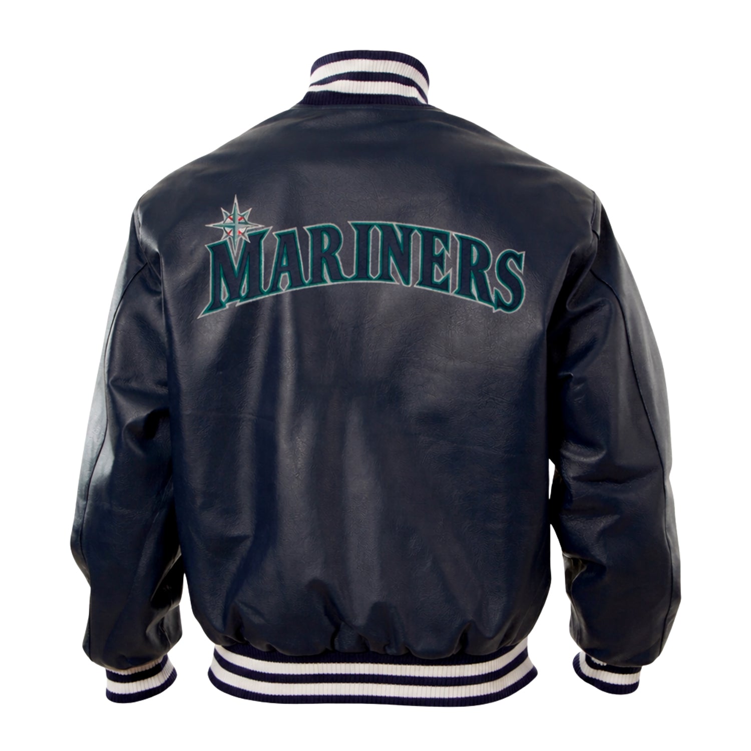 MLB Men's Seattle Mariners Navy Blue Varsity Jacket (Back)