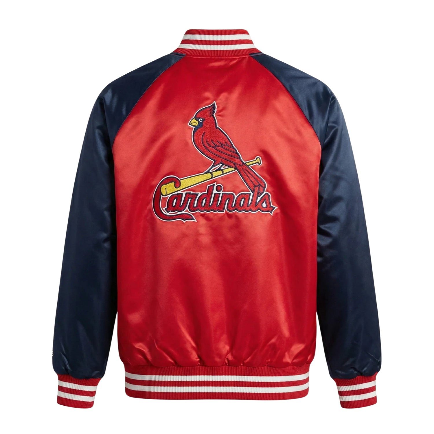 MLB Men's St Louis Cardinals Red Catin Varsity Jacket (Back)