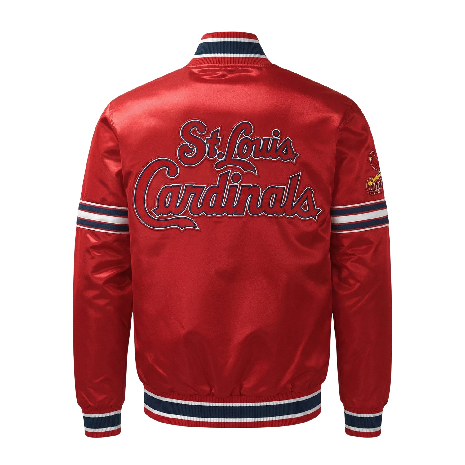 MLB Men's St Louis Cardinals Red catin Premium Varsity Jacket (Back)