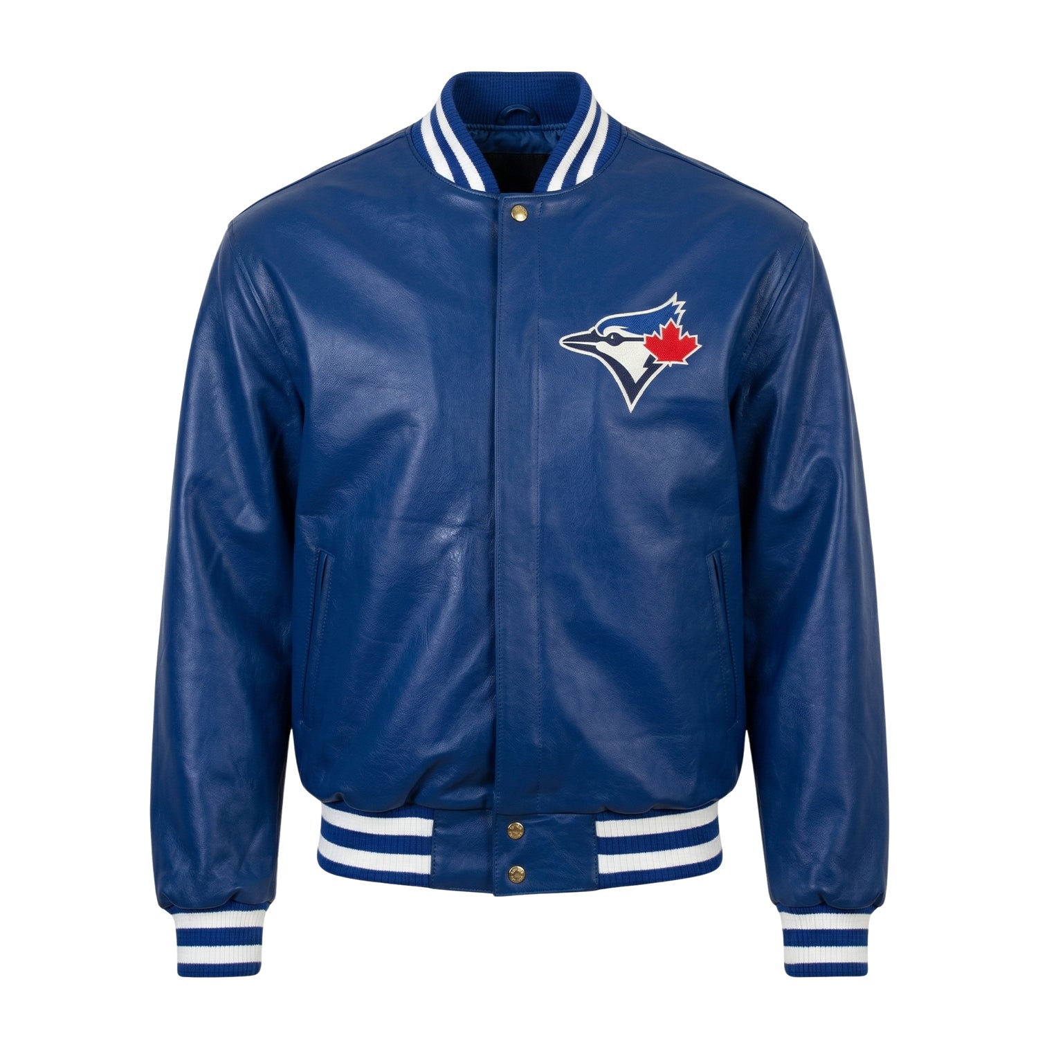 MLB Men's Toronto Blue Jays Blue Leather Varsity Jacket