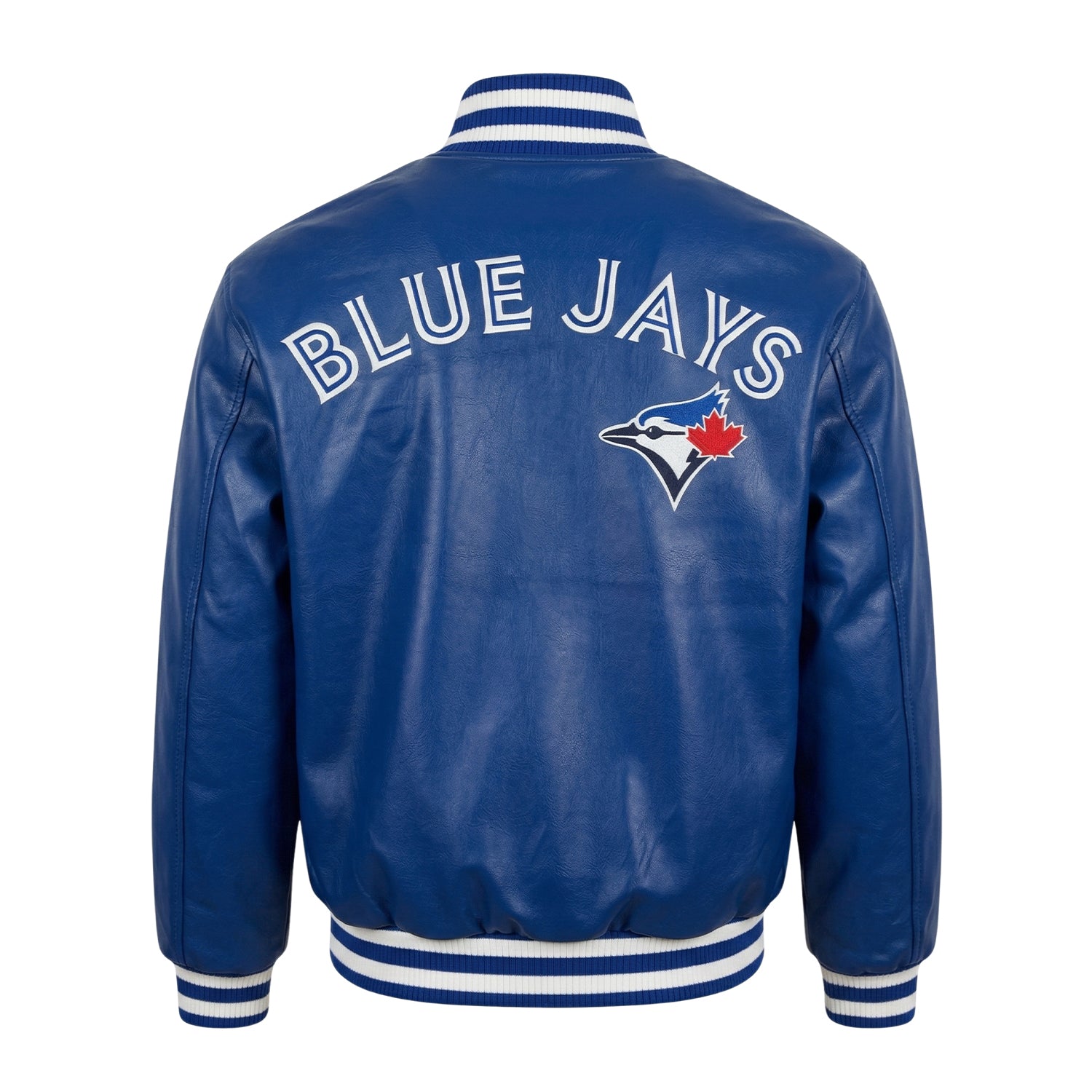 MLB Men's Toronto Blue Jays Blue Leather Varsity Jacket (Back)