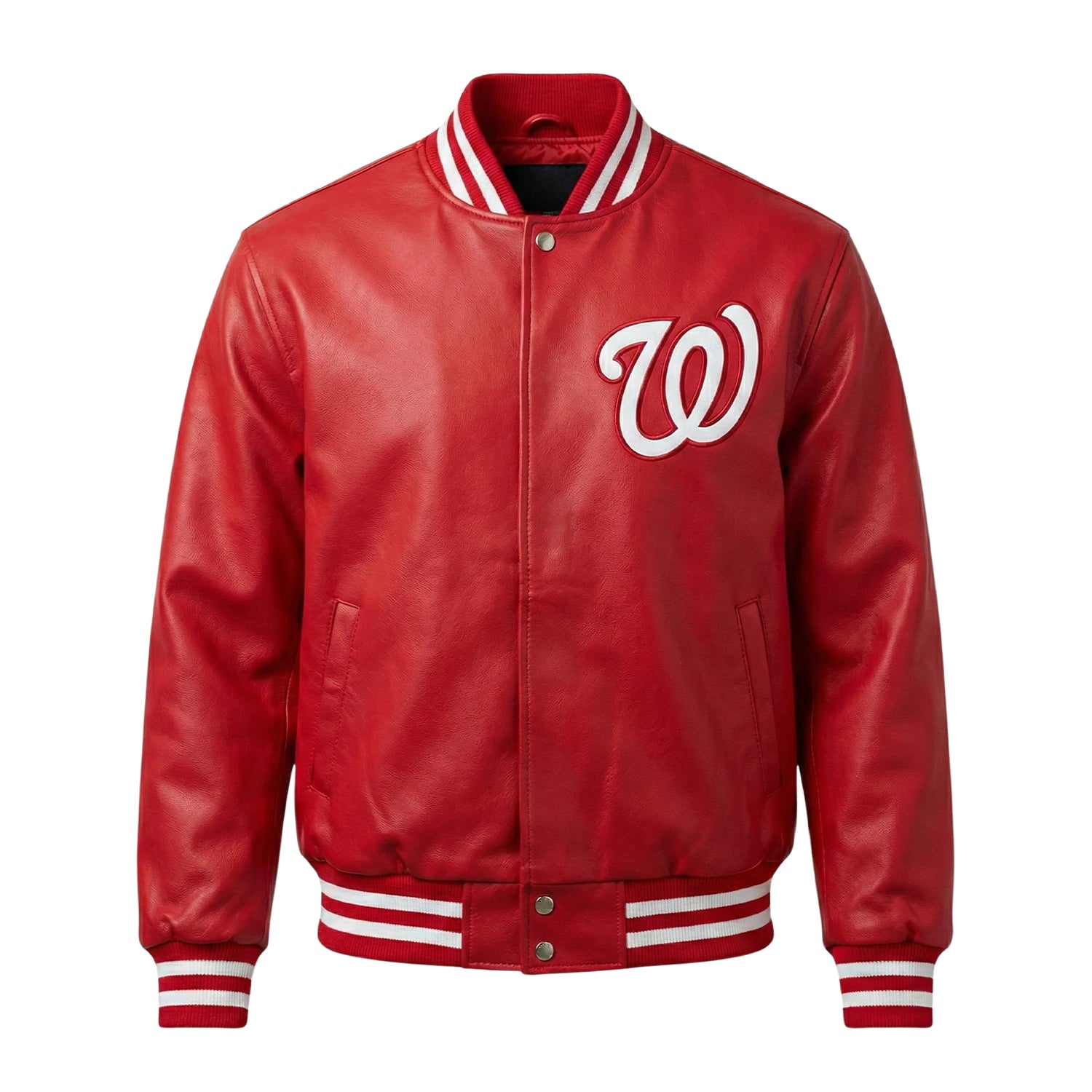 MLB Men's Washington Nationals Red Leather Varsity Jacket