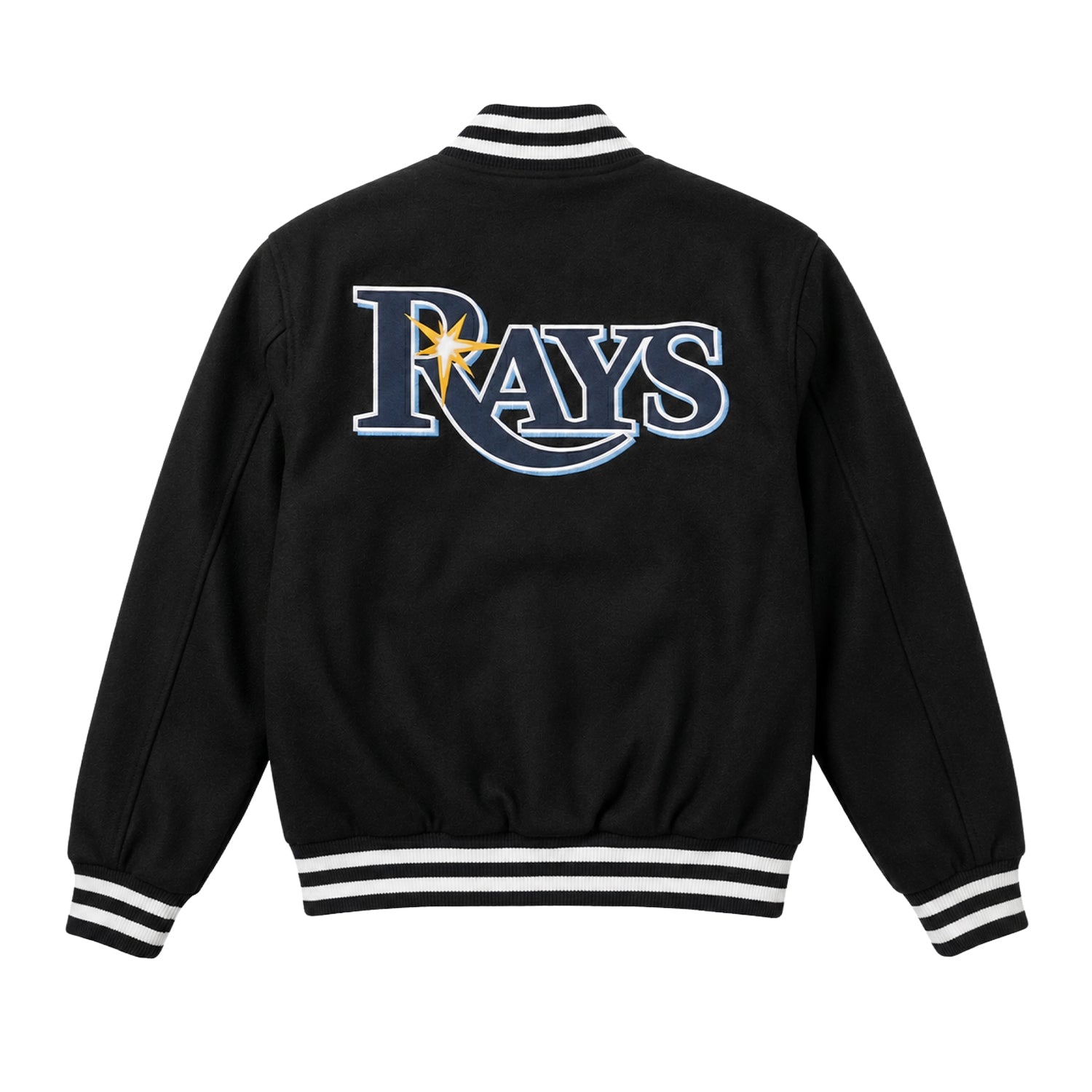 MLB Men's Tampa Bay Rays Black Varsity Jacket (Back)
