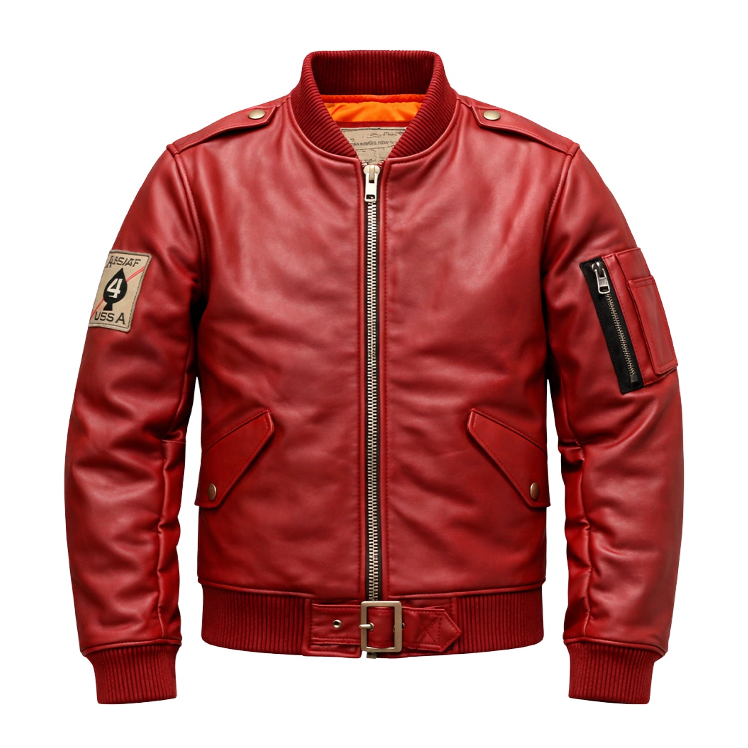 Men's Bomber Ace of Spades Patch Leather Jacket