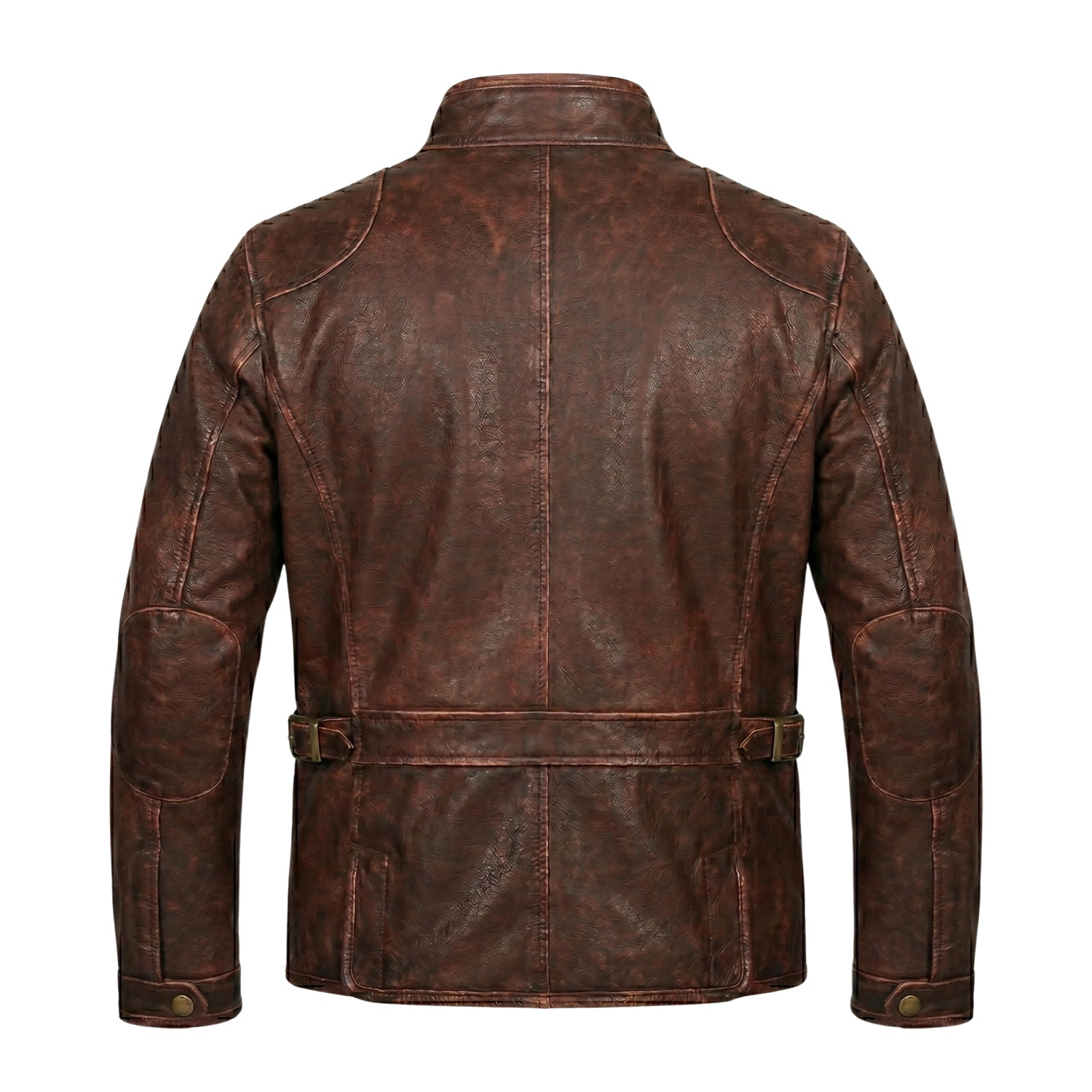Men's Cafe Racer Distressed Finish Cowhide Leather Jacket (Back)