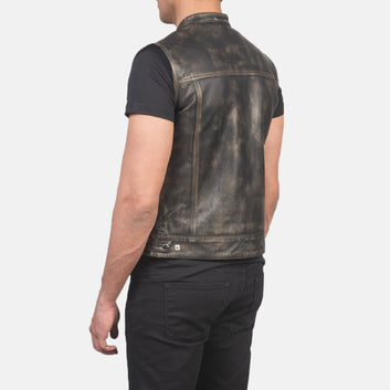 Men Atlas Distressed Brown Leather Vest