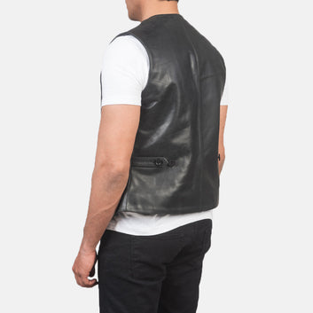 Men Auden Black Leather Vest