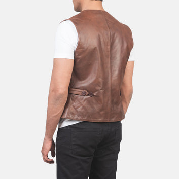 Men Auden Brown Leather Vest